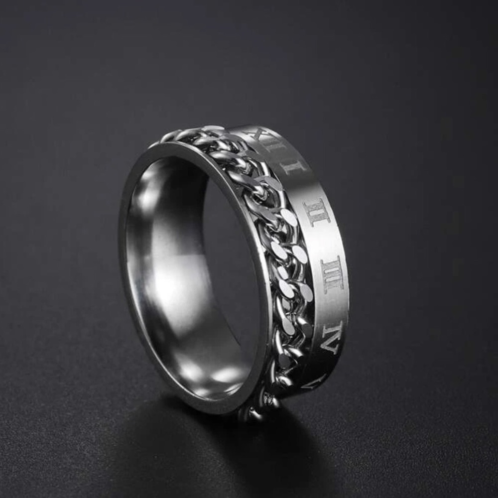 💥3for$28  New 8mm Chain Spinner Ring | Unisex Stainless Steel Roman Numerals